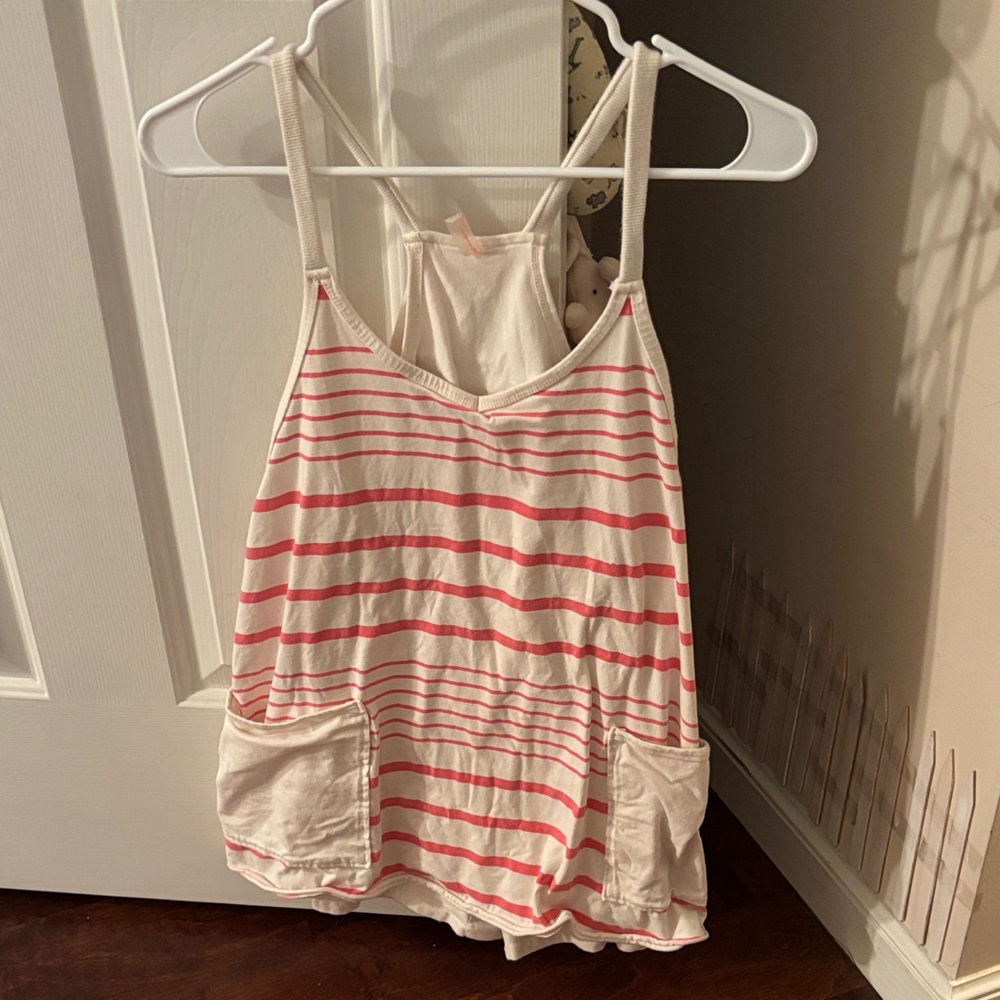 Pink and White Striped FP romper